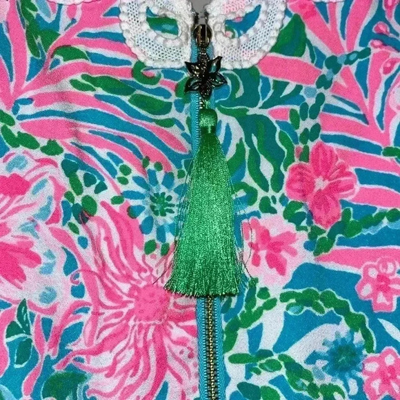 Lilly Pulitzer Ronnie V-Neck Romper in Amalfi Blue Leaf It Wild Sz 2 - Picture 8 of 8